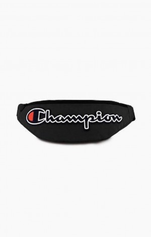 Champion Felt Script Logo Air Mesh Belt Bag Men's Bags Black | PFTEN-9367