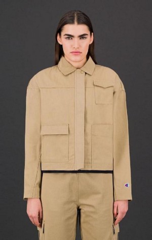 Champion Military Inspired Cropped Jacket Women's Jackets Light Brown | VQOJT-2315