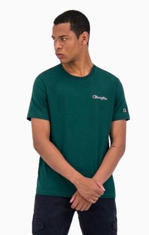 Champion Satin Stitch Small Script Logo T-Shirt Men's T Shirts Light Green | TJFIY-2589