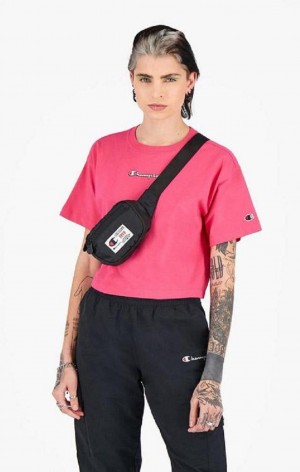 Champion Script Logo Cropped T-Shirt Women's T Shirts Dark Pink | BZIUM-5076