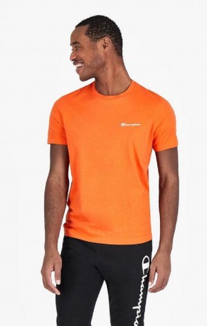 Champion Small Script Logo T-Shirt Men's T Shirts Orange | QUTJG-4328