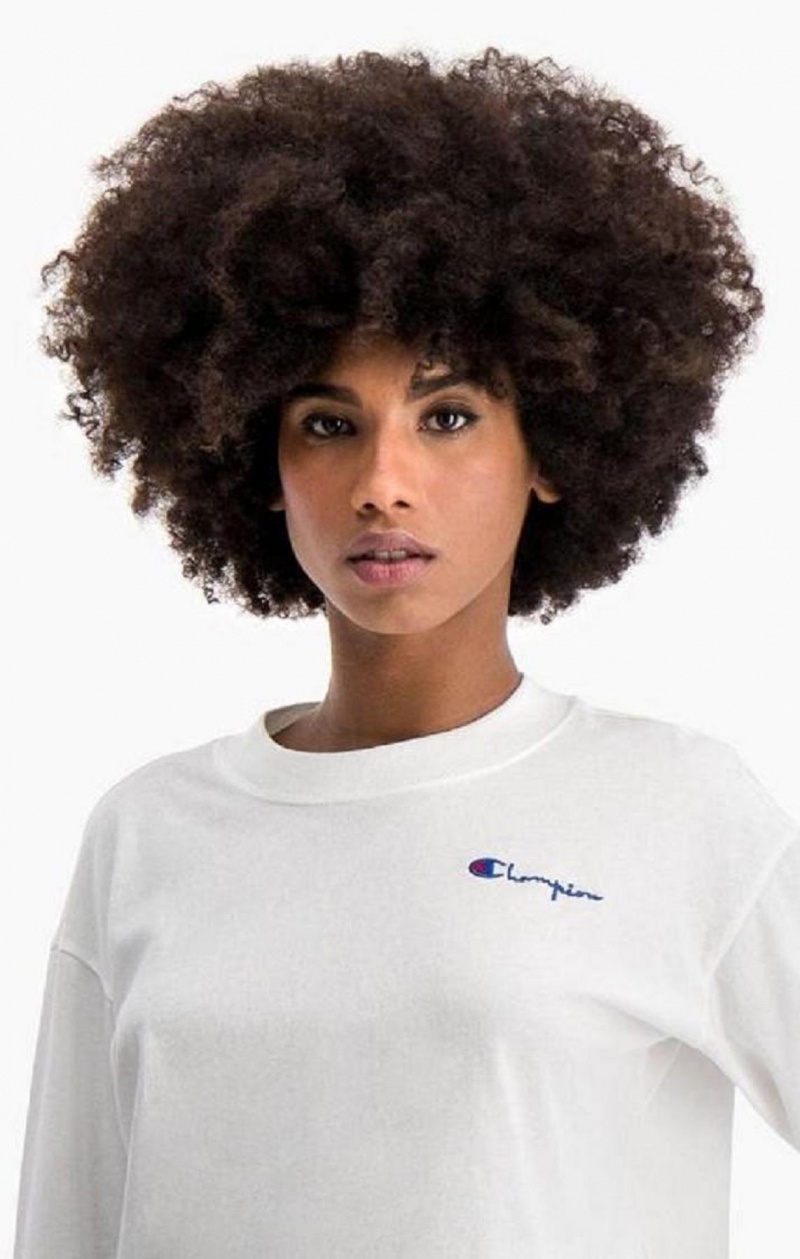 Champion Ribbed Neck Long Sleeve Jersey Top Women's T Shirts Brown | LIOHU-9308