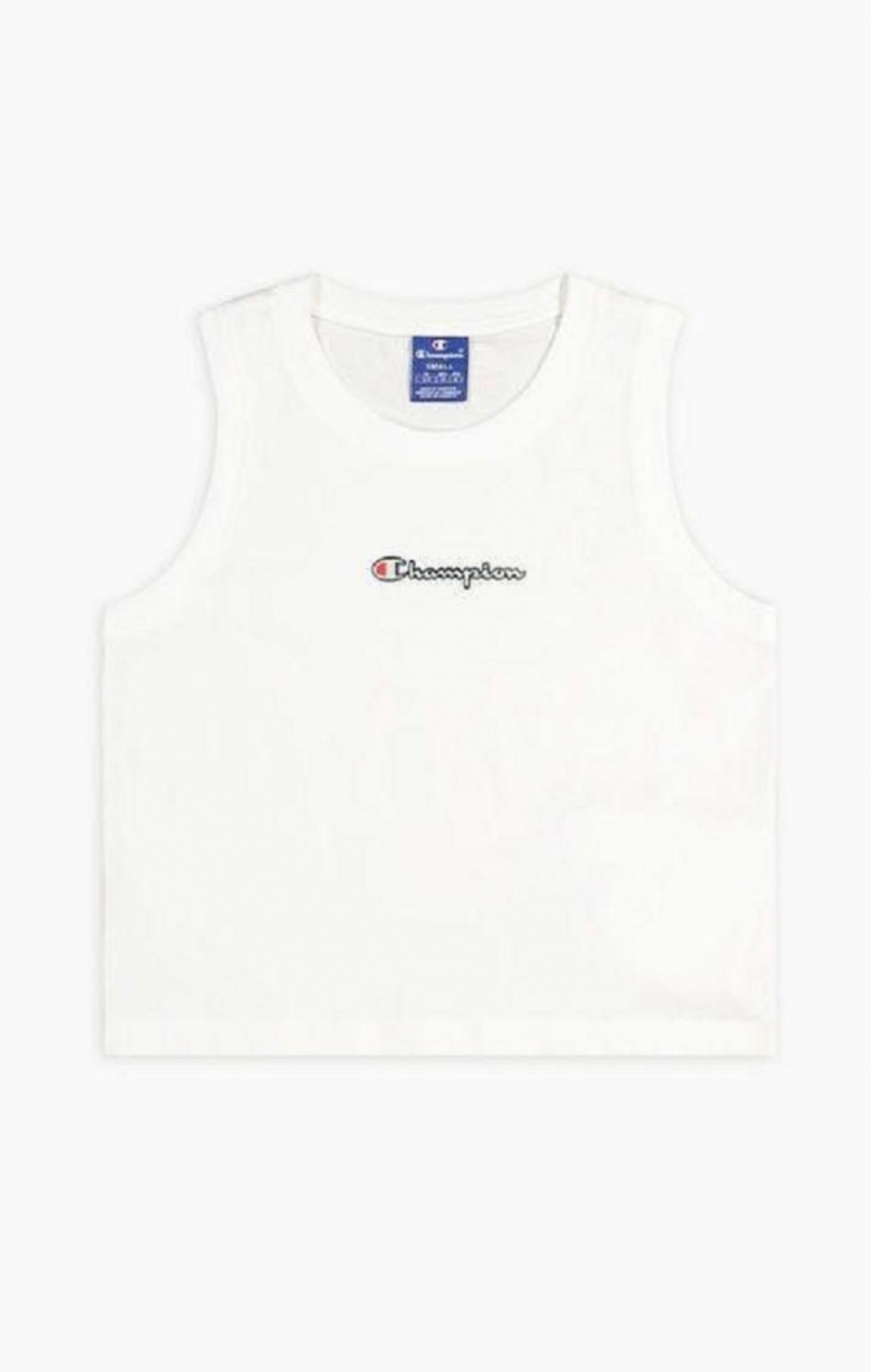 Champion Script Logo Tank Top Women's T Shirts White | GRPHB-4579