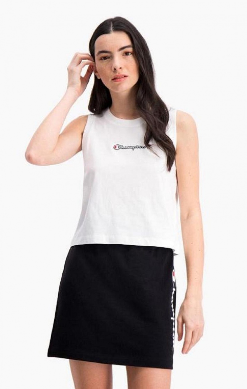 Champion Script Logo Tank Top Women\'s T Shirts White | GRPHB-4579